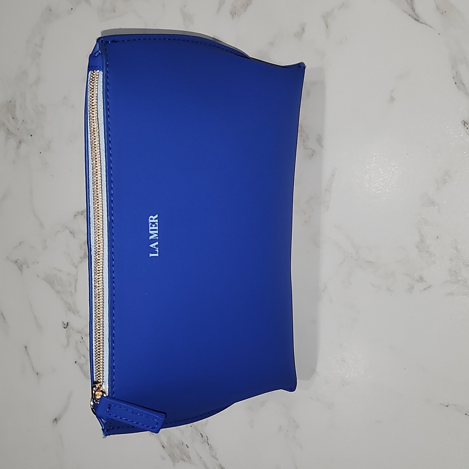 Brand New La Mer Blue Cosmetic Makeup Travel Bag Case Limited Edition